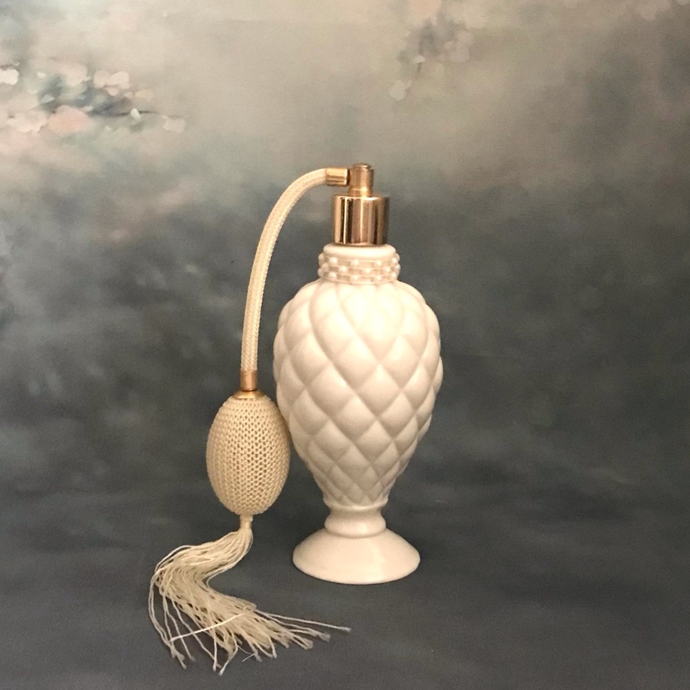 Vintage White Milkglass Perfume Atomizer